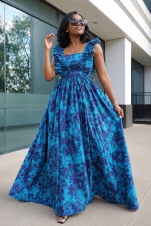 purple adire crack summer dress