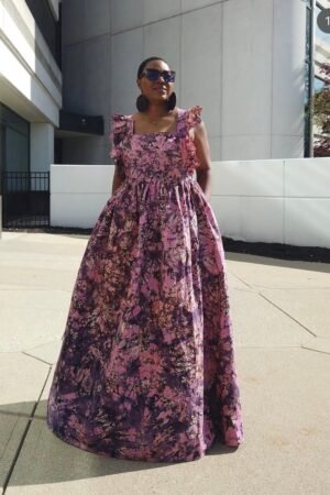 purple adire crack summer dress