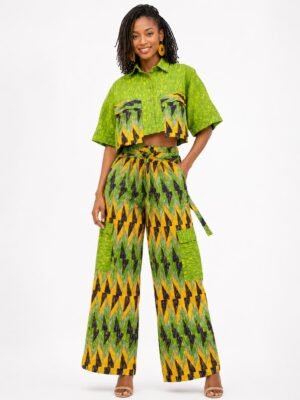 Home kente crop top and cargo pants
