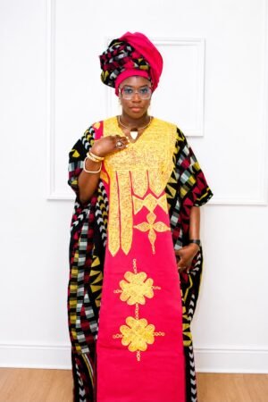 pink embroidery akwete heritage kaftan